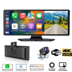 مانیتور رو داشبوردی دوربین دار اندروید اوتو دو لنزه 4K وای فای دار و بلوتوث دار C1