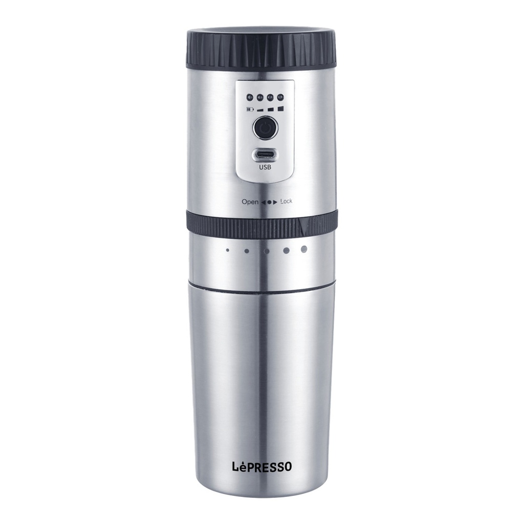 قهوه ساز شارژی و آسیاب قهوه Lepresso Portable Mug Burr Grinder