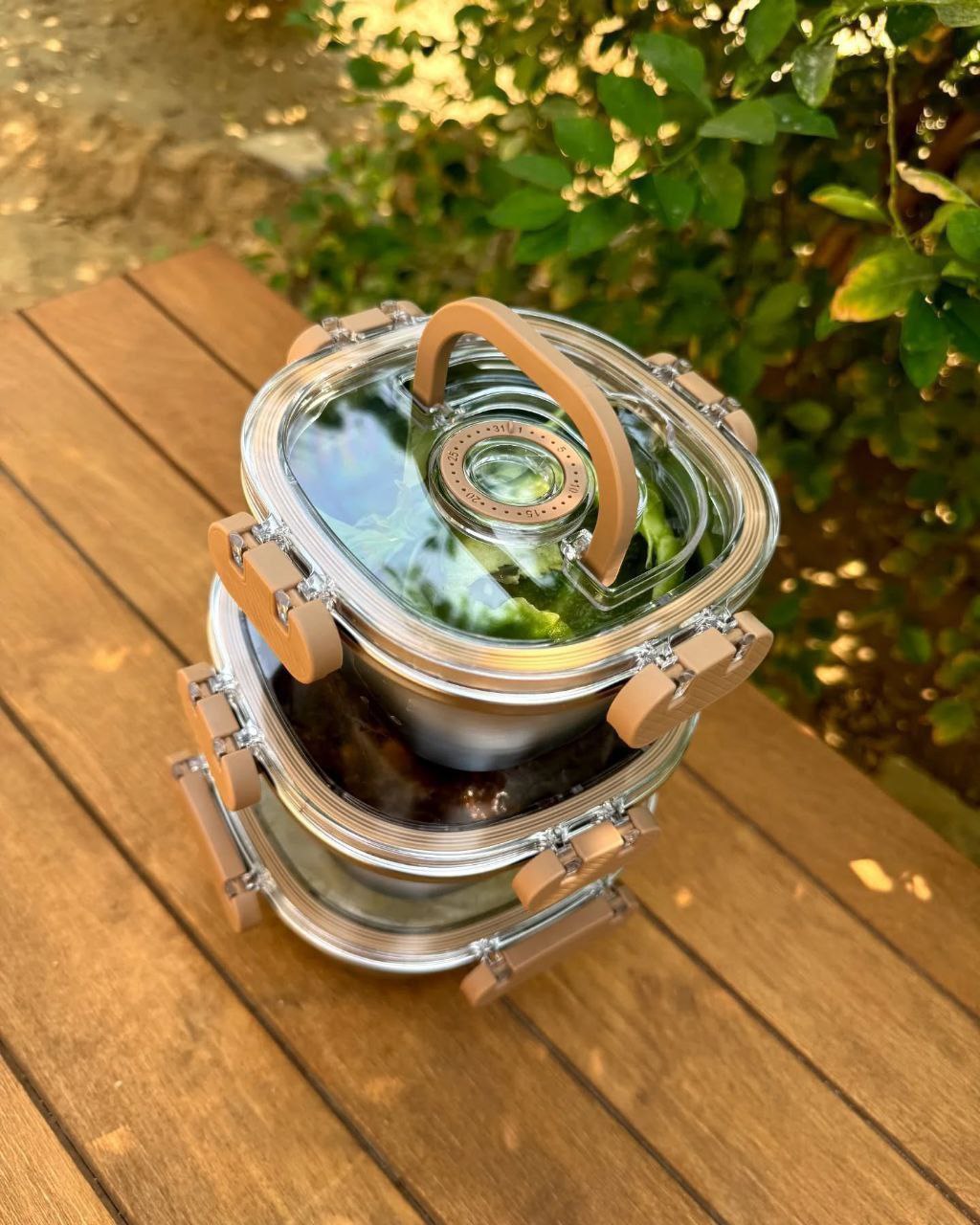 کاسه استیل 3 تکه درب دار قفلی