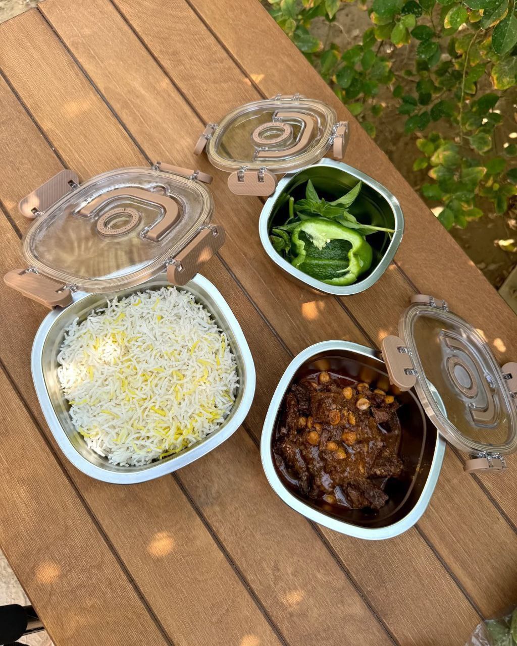 کاسه استیل 3 تکه درب دار قفلی