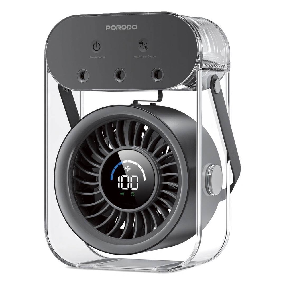   پنکه شارژی و رطوبت‌ساز (مِست فن - Mist Fan) قابل حمل از برند Porodo Lifestyle مدل PDLFSTZH26 