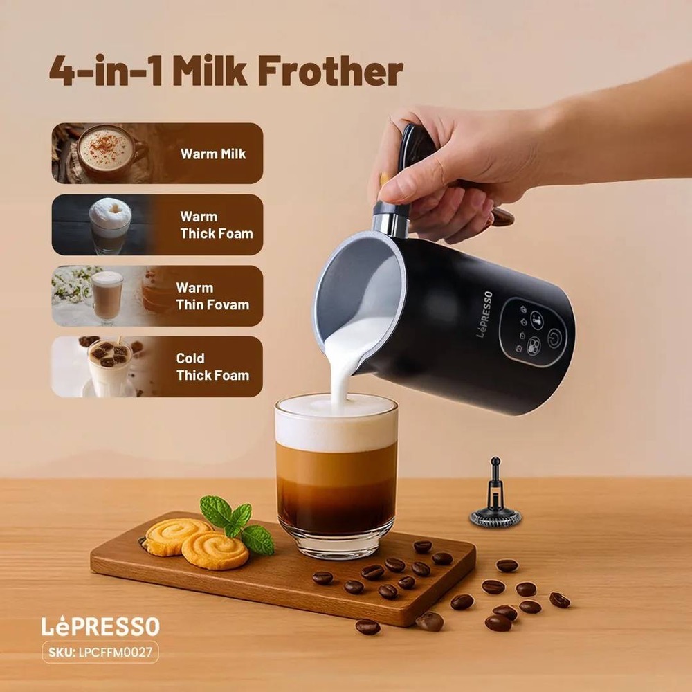 کف‌ساز شیر ۴ کاره (4-in-1 Milk Frother) از برند LėPRESSO با مدل LP027 : LPCFFM0027